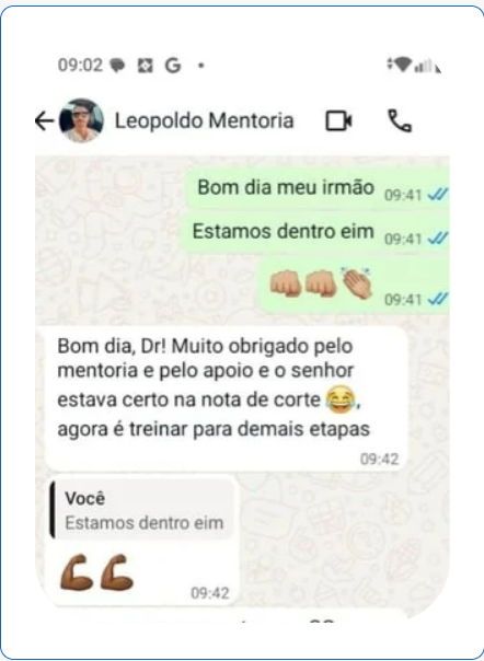 Conversa de aluno sobre nota de corte