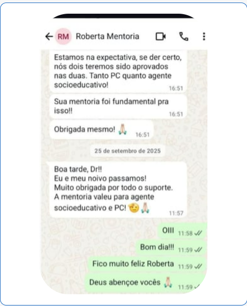Conversa de aluna aprovada na PC e como agente socioeducativo